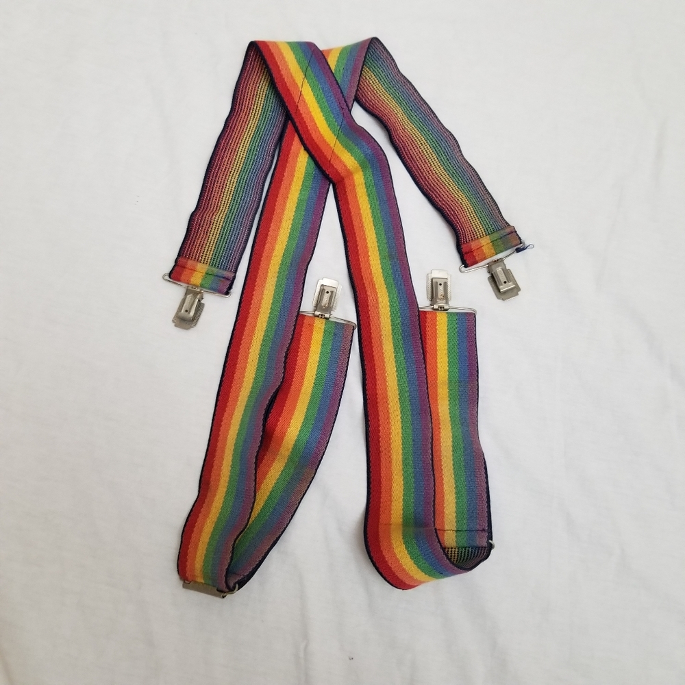 Vintage 80s 90s Rainbow Suspenders LGBT Pride Gay Made in Germany